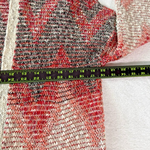 Lucky Brand Aztec‎ print long open Fringe Cardigan Sweater Cozy Medium - Picture 7 of 9